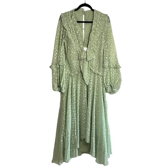 Elegant Green Polka Dot Dress - Picture 1 of 7